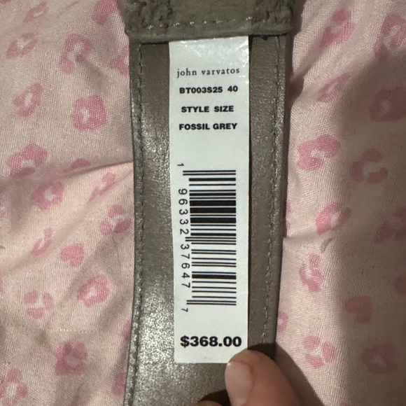 John Varvatos Fossil Grey Leather Belt